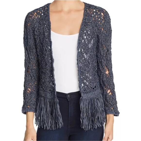 NWT!!! Nic + Zoe Fiji Waves Lace Knit Fringed Jacket Sz XL - Picture 2 of 7